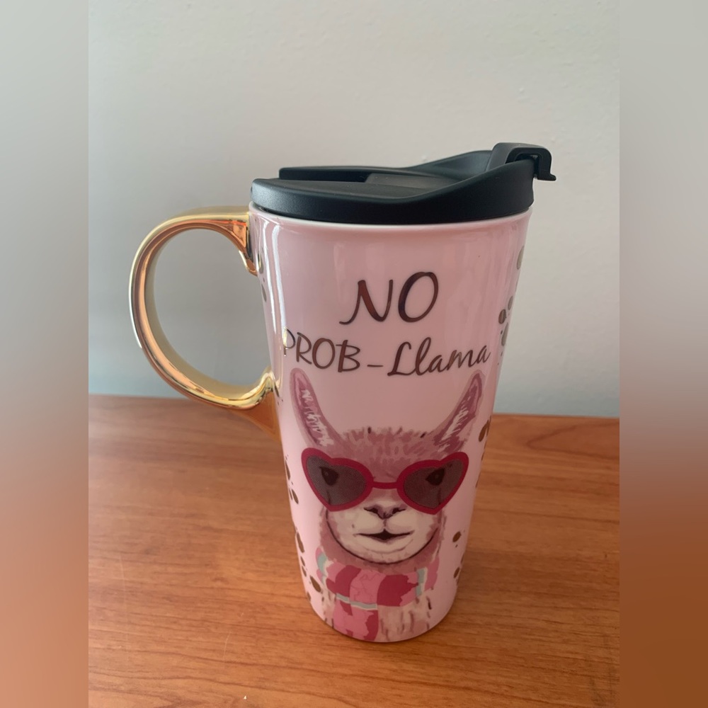 Greater Good Ceramic Travel Mug NO PROB-Llama New In Box